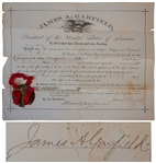 James Garfield Document Signed as President -- One of the Rarest Presidential Signatures